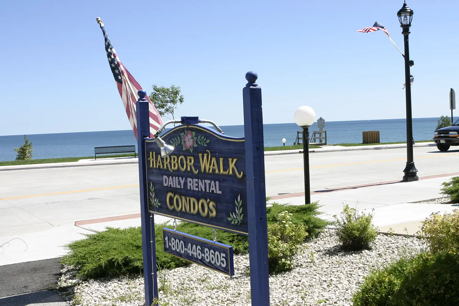 Vacation Rentals Algoma WI Harbor Walk Sign